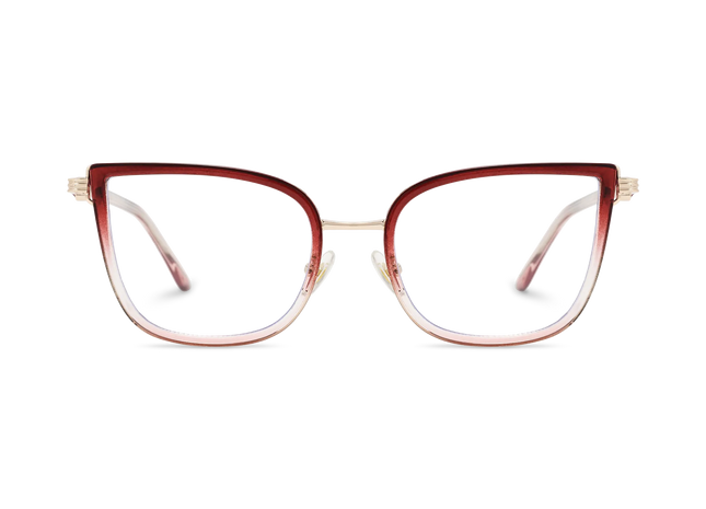 Eydology Melody Gold/Gradient Red to Clear Glasses 2
