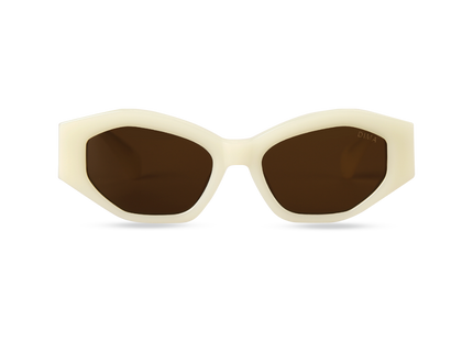 Eydology Mia Milky White Frame Brown Lens Sunglasses 1