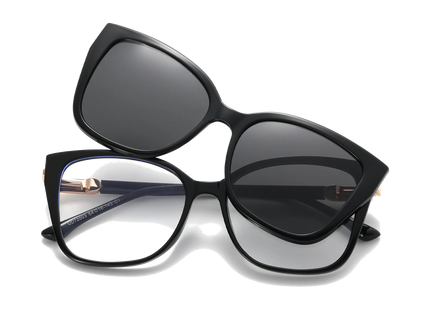 Eydology Milena Black/Polarized Grey Lens Clip on Sunglasses 1