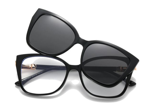 Eydology Milena Black/Polarized Grey Lens Clip on Sunglasses 1