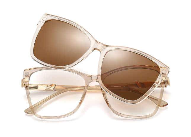 Eydology Milena Clear Brown Clip On Sunglasses 1