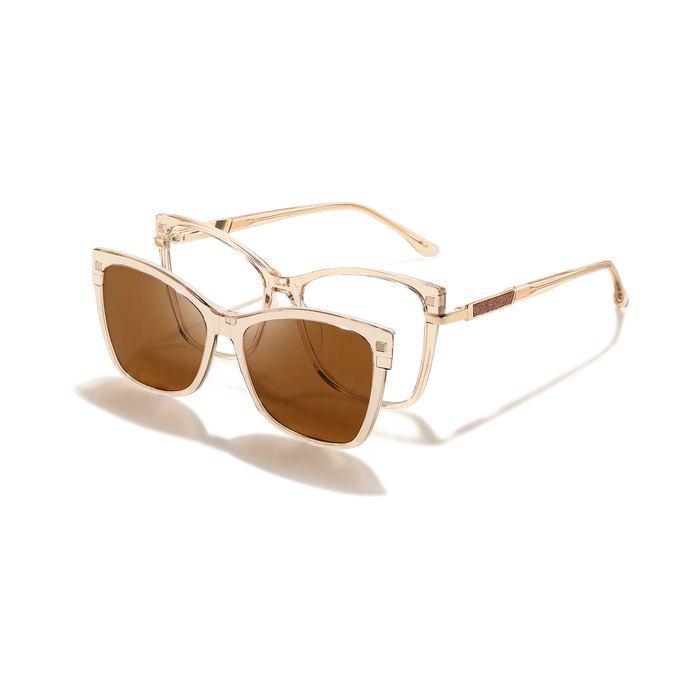 Eydology Milena Clear Brown Clip On Sunglasses 4