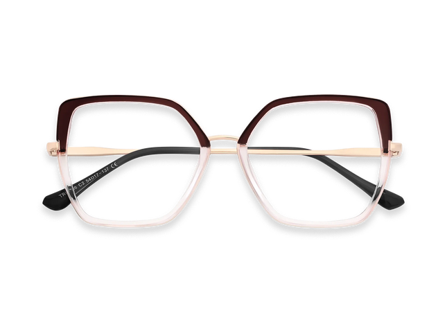 Eydology Nash Gold/Crystal Dark Brown to Clear Women's Cat Eye Glasses 1
