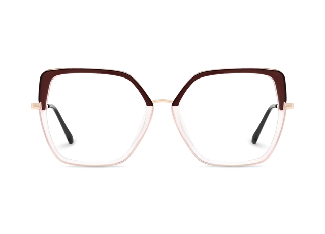 Eydology Nash Gold/Crystal Dark Brown to Clear Women's Cat Eye Glasses 2