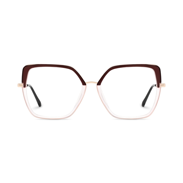 Eydology Nash Gold/Crystal Dark Brown to Clear Women's Cat Eye Glasses 2