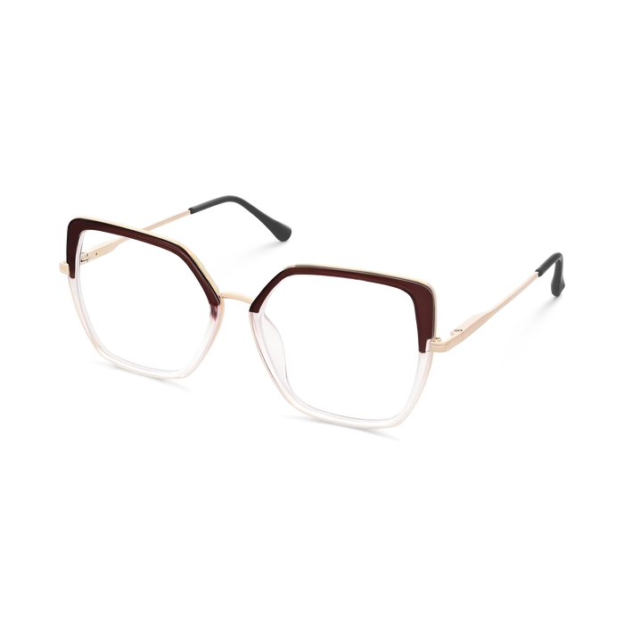 Eydology Nash Gold/Crystal Dark Brown to Clear Women's Cat Eye Glasses 3
