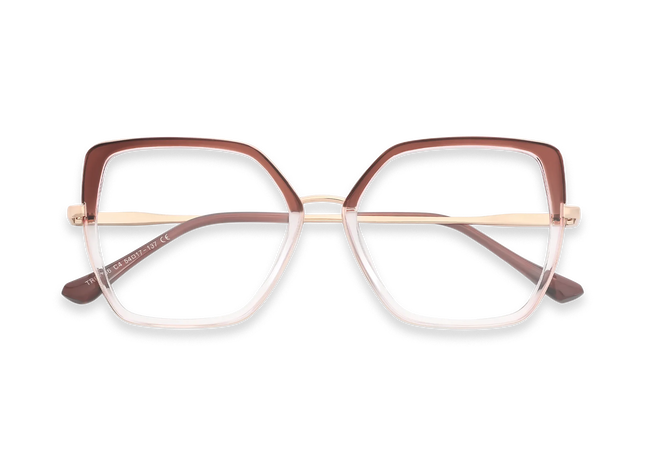 Eydology Nash Gold/Crystal Light Brown to Clear Women's Cat Eye Glasses 1
