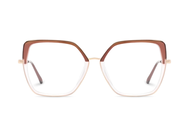 Eydology Nash Gold/Crystal Light Brown to Clear Women's Cat Eye Glasses 2