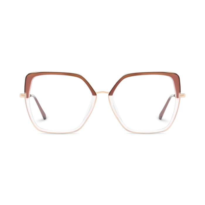 Eydology Nash Gold/Crystal Light Brown to Clear Women's Cat Eye Glasses 2