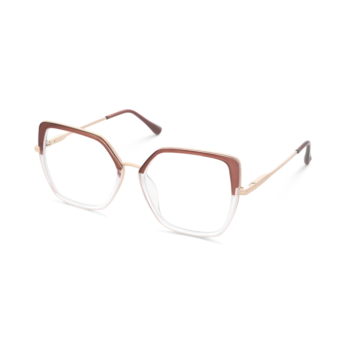 Eydology Nash Gold/Crystal Light Brown to Clear Women's Cat Eye Glasses 3