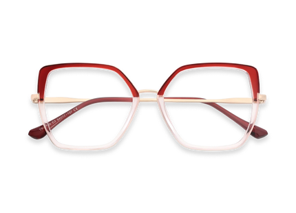 Eydology Nash Gold/Crystal Red to Clear Women's Cat Eye Glasses 1