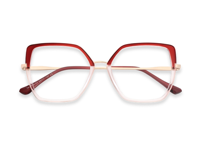 Eydology Nash Gold/Crystal Red to Clear Women's Cat Eye Glasses 1