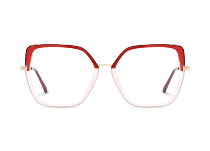 Eydology Nash Gold/Crystal Red to Clear Women's Cat Eye Glasses 2