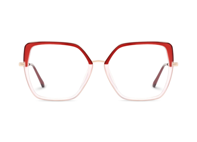 Eydology Nash Gold/Crystal Red to Clear Women's Cat Eye Glasses 2