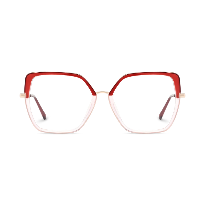 Eydology Nash Gold/Crystal Red to Clear Women's Cat Eye Glasses 2