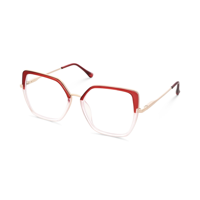 Eydology Nash Gold/Crystal Red to Clear Women's Cat Eye Glasses 3