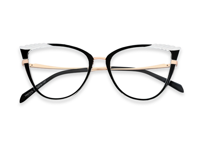 Eydology Presley Gold/Black & Clear Cat Eye Glasses 1