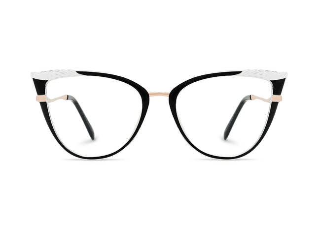 Eydology Presley Gold/Black & Clear Cat Eye Glasses 2