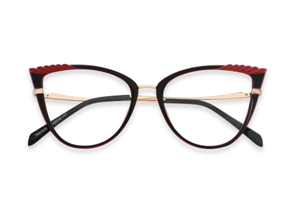 Eydology Presley Gold/Black & Red Cat Eye Glasses 1