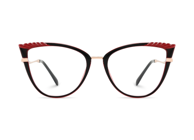 Eydology Presley Gold/Black & Red Cat Eye Glasses 2