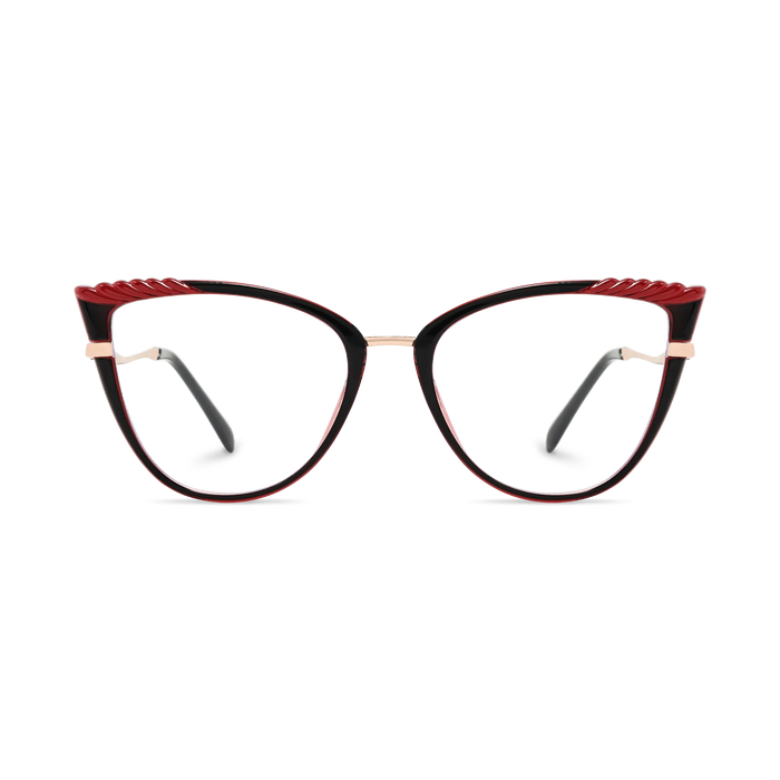 Eydology Presley Gold/Black & Red Cat Eye Glasses 2