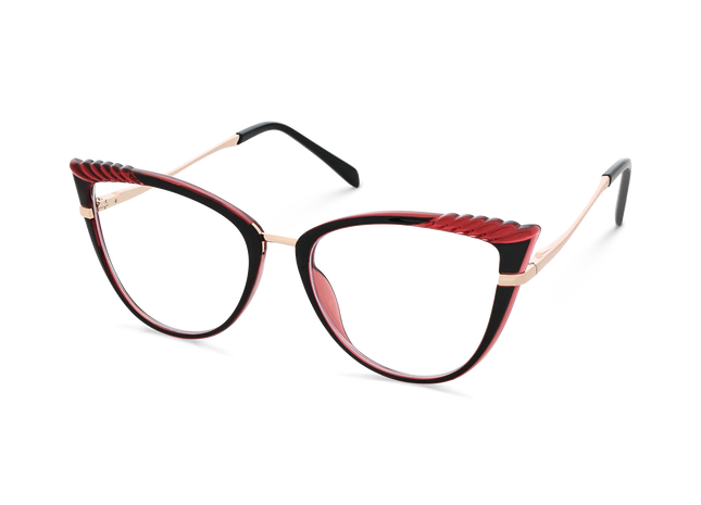 Eydology Presley Gold/Black & Red Cat Eye Glasses 3
