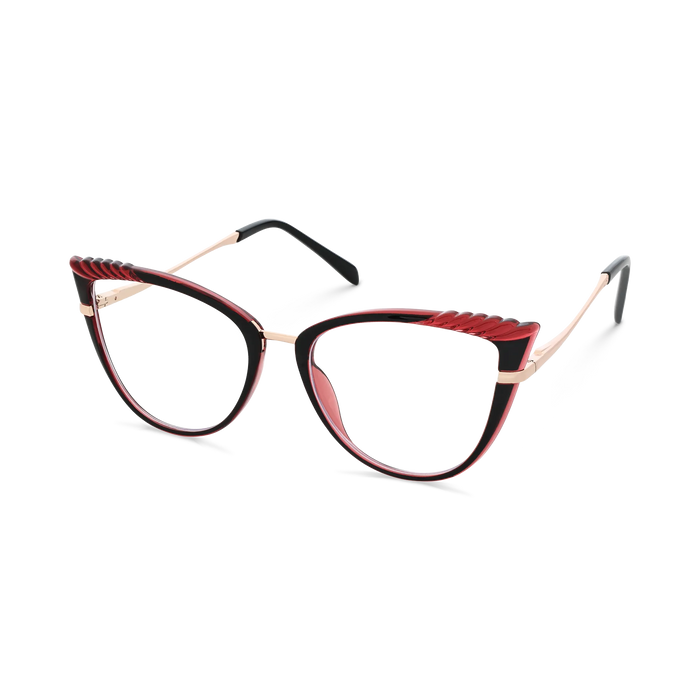 Eydology Presley Gold/Black & Red Cat Eye Glasses 3