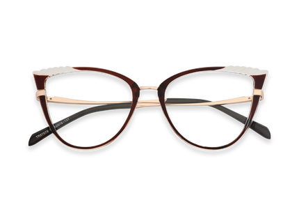 Eydology Presley Gold/Honey Maple & Clear Cat Eye Glasses 1