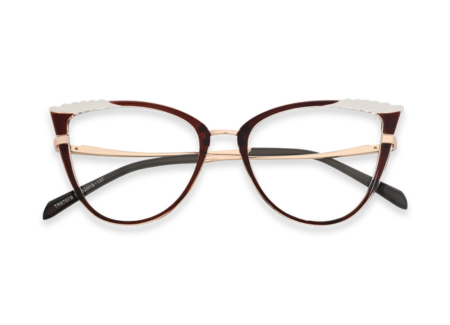 Eydology Presley Gold/Honey Maple & Clear Cat Eye Glasses 1