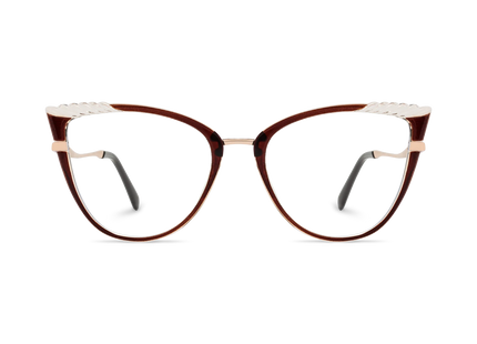 Eydology Presley Gold/Honey Maple & Clear Cat Eye Glasses 2