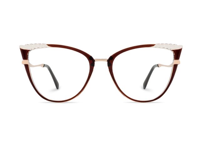 Eydology Presley Gold/Honey Maple & Clear Cat Eye Glasses 2
