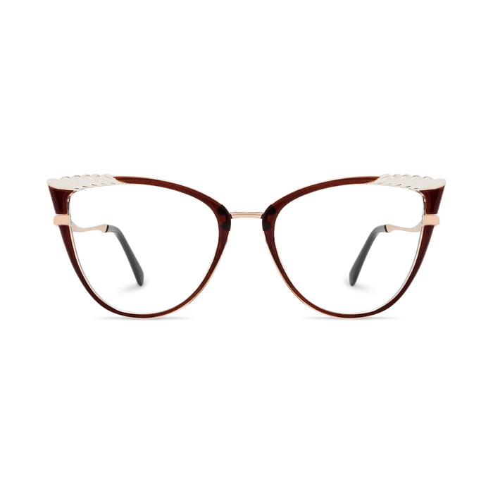 Eydology Presley Gold/Honey Maple & Clear Cat Eye Glasses 2