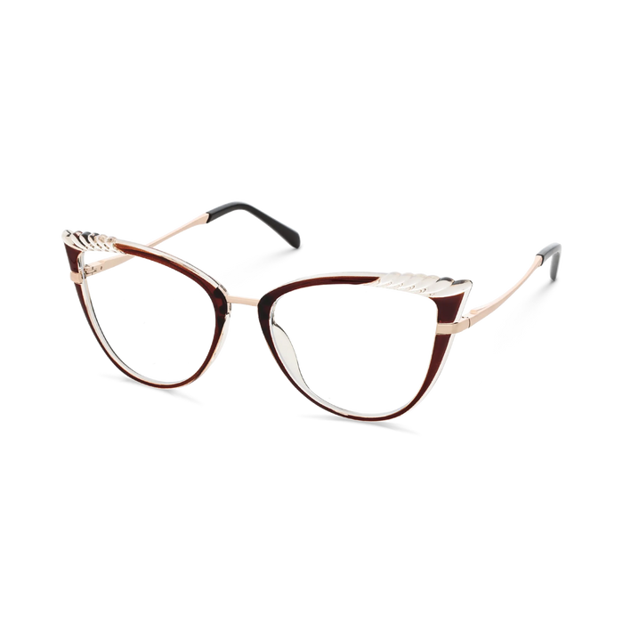 Eydology Presley Gold/Honey Maple & Clear Cat Eye Glasses 3