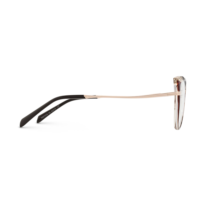 Eydology Presley Gold/Honey Maple & Clear Cat Eye Glasses 4
