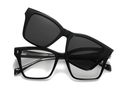 Eydology Ramsey Black / Polarized Grey Lens Clip on Sunglasses 1