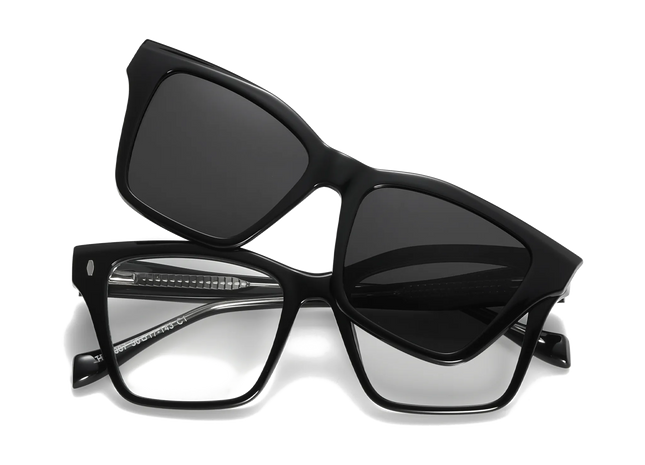 Eydology Ramsey Black / Polarized Grey Lens Clip on Sunglasses 1