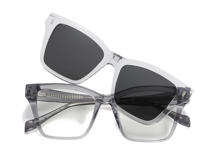 Eydology Ramsey Clear Grey / Polarized Grey Lens Clip on Sunglasses 1
