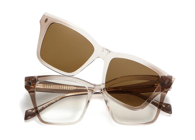 Eydology Ramsey Nude to Brown Gradient/Polarized Brown Lens Clip on Sunglasses 1
