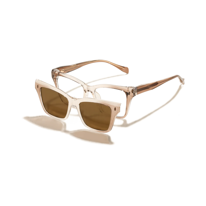 Eydology Ramsey Nude to Brown Gradient/Polarized Brown Lens Clip on Sunglasses 3