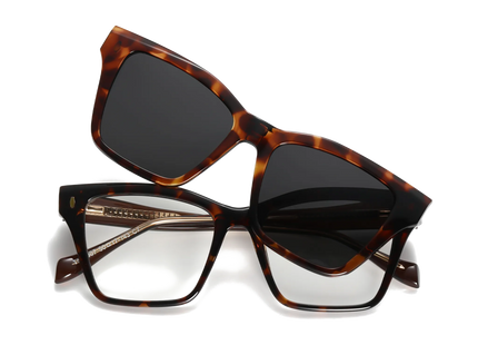 Eydology Ramsey Tortoise/Polarized Grey Lens Clip on Sunglasses 1