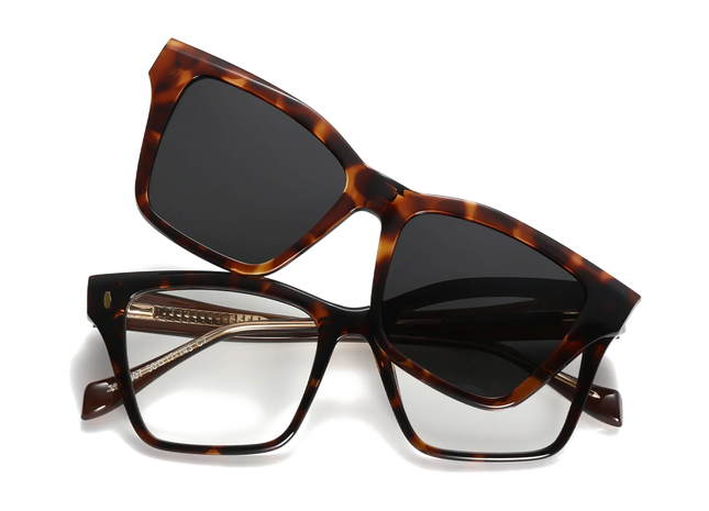 Eydology Ramsey Tortoise/Polarized Grey Lens Clip on Sunglasses 1