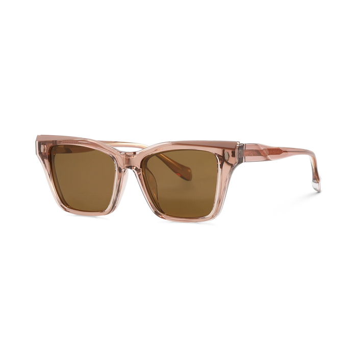 Eydology Ramsey Transparent Pink/Polarized Brown Lens Clip on Sunglasses 2