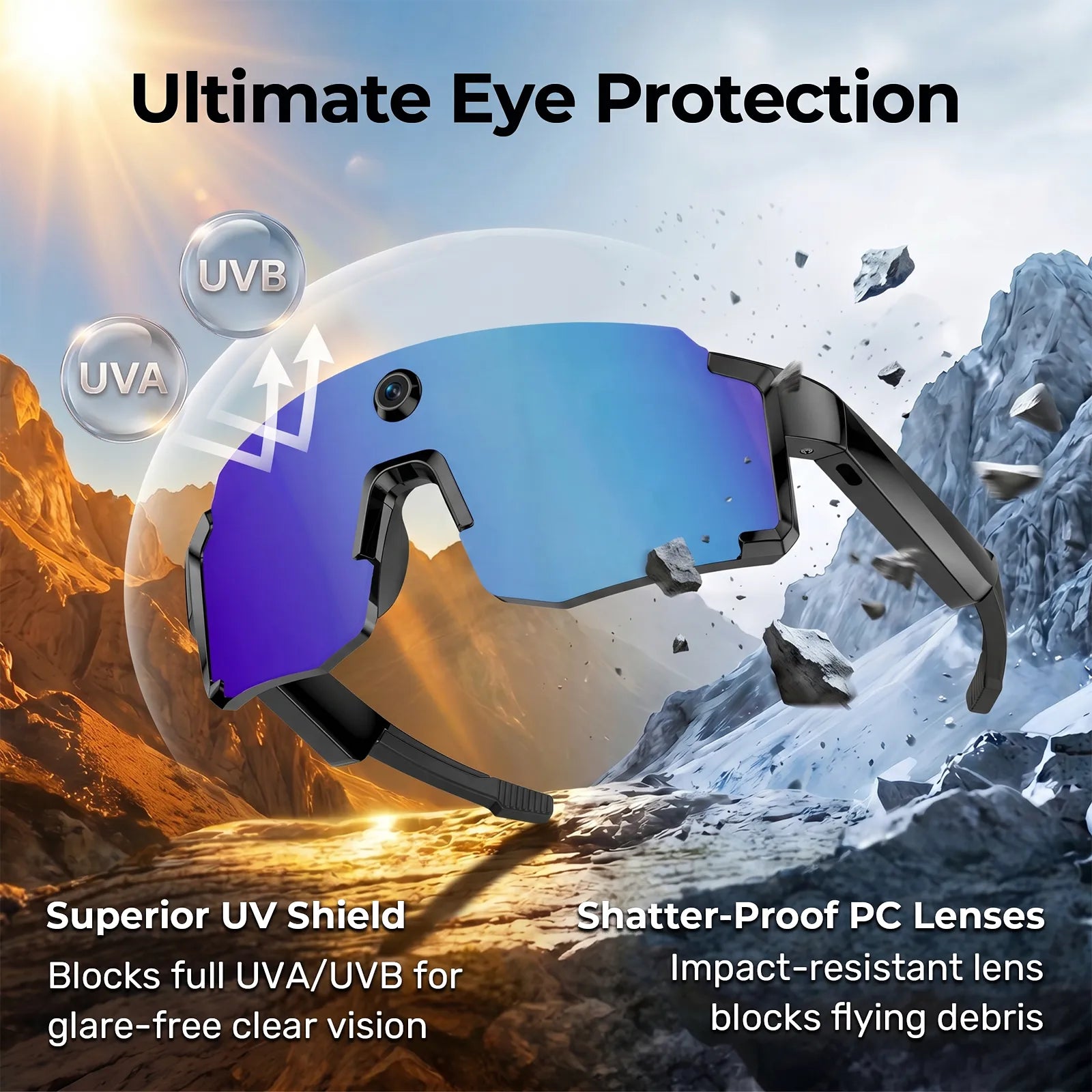 Eydology Smart 05 Black w Blue Mirror Lens AI Smart Glasses 10