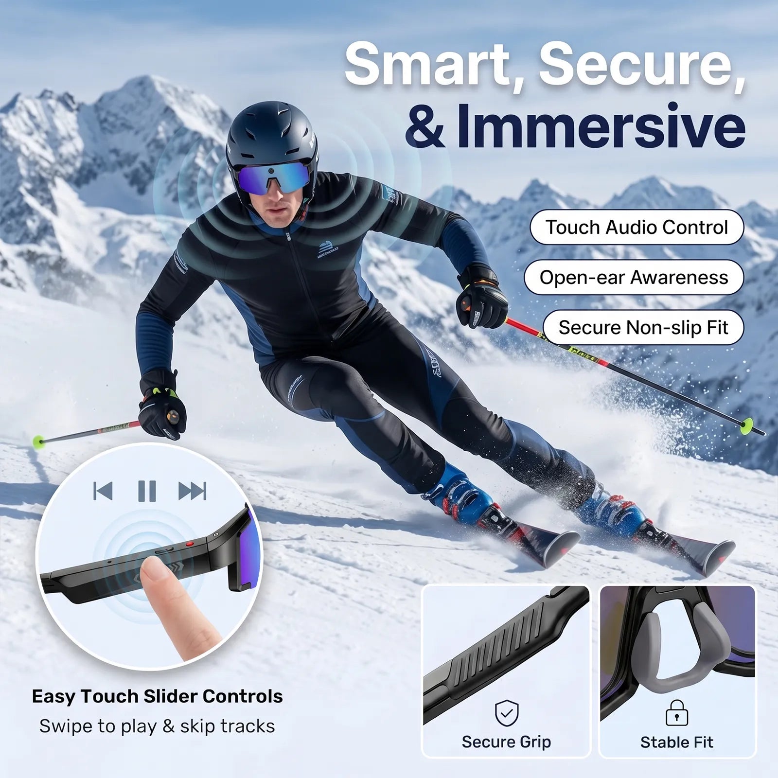 Eydology Smart 05 Black w Blue Mirror Lens AI Smart Glasses 12