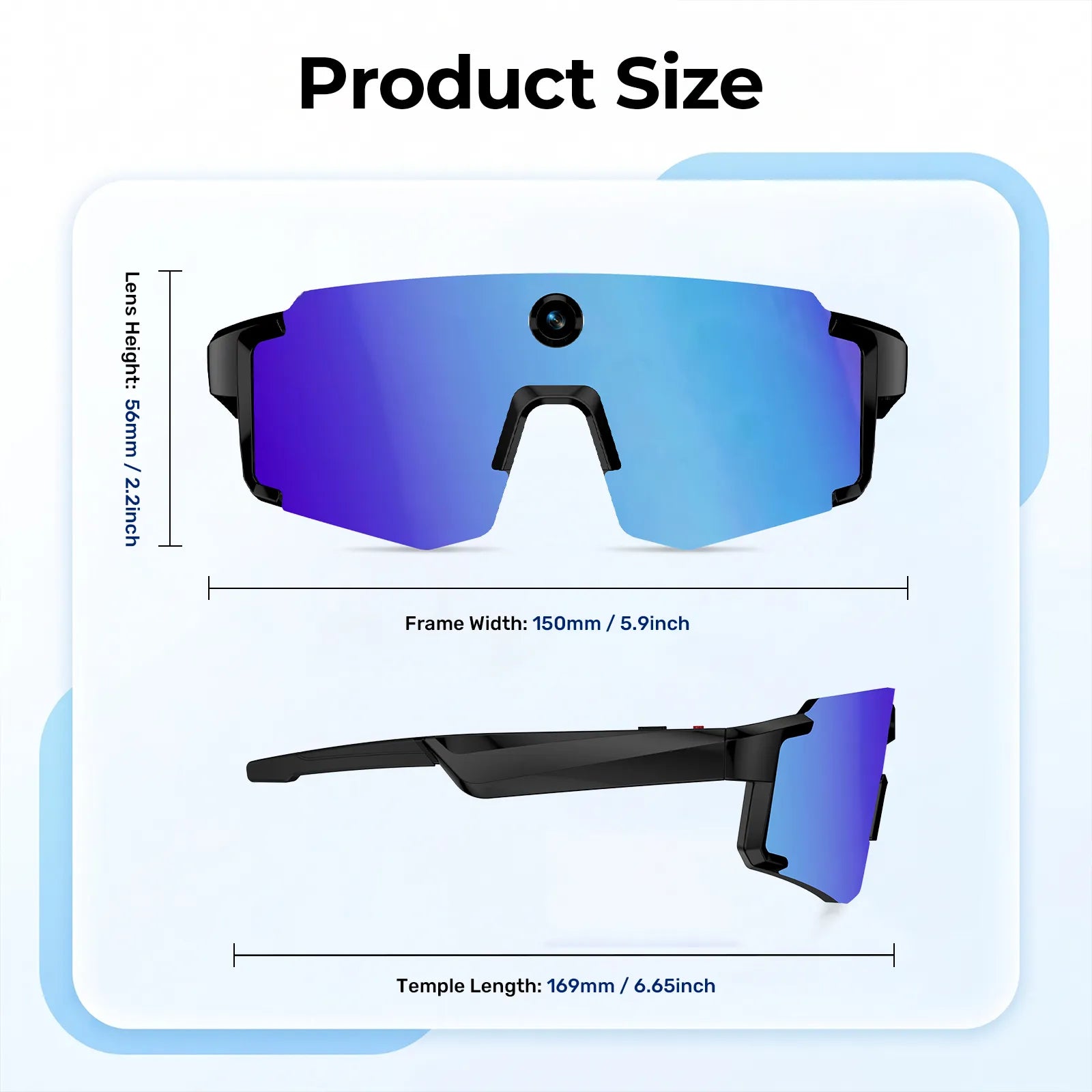 Eydology Smart 05 Black w Blue Mirror Lens AI Smart Glasses 15