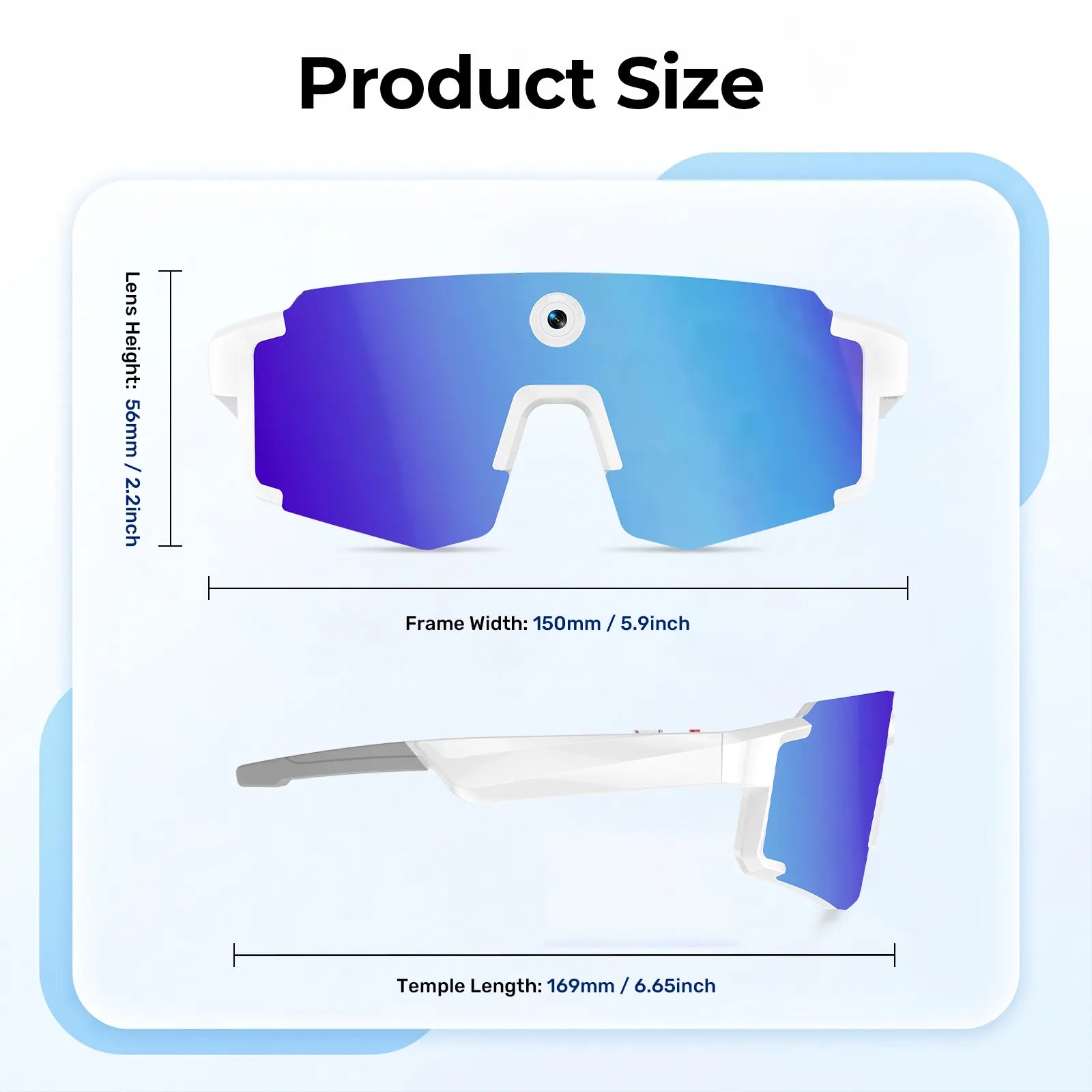 Eydology Smart 05 White w Blue Mirror Lens AI Smart Glasses 15