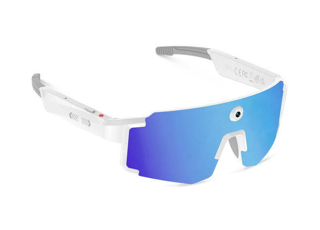 Eydology Smart 05 White w Blue Mirror Lens AI Smart Glasses 2