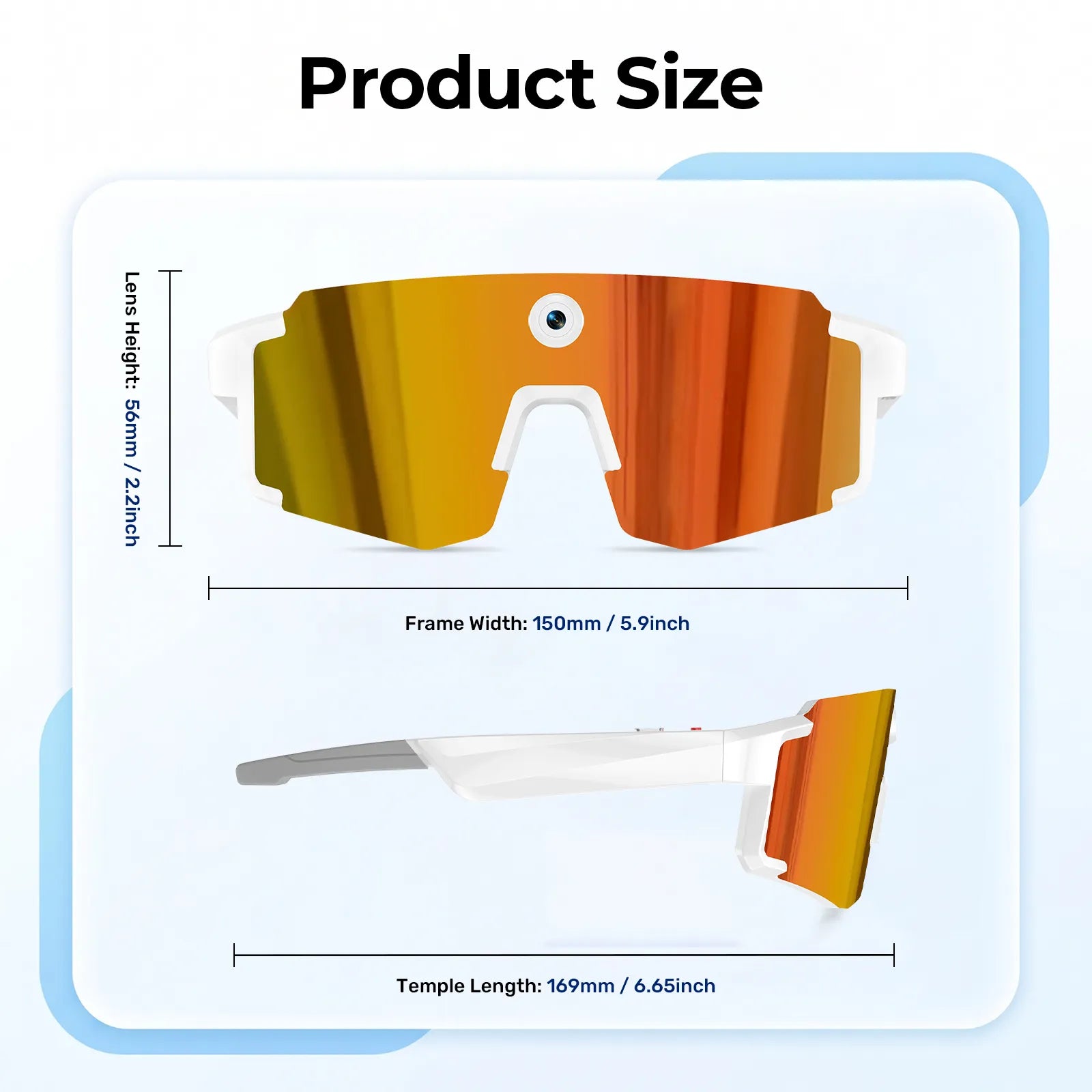 Eydology Smart 05 White w Orange Mirror Lens AI Smart Glasses 15
