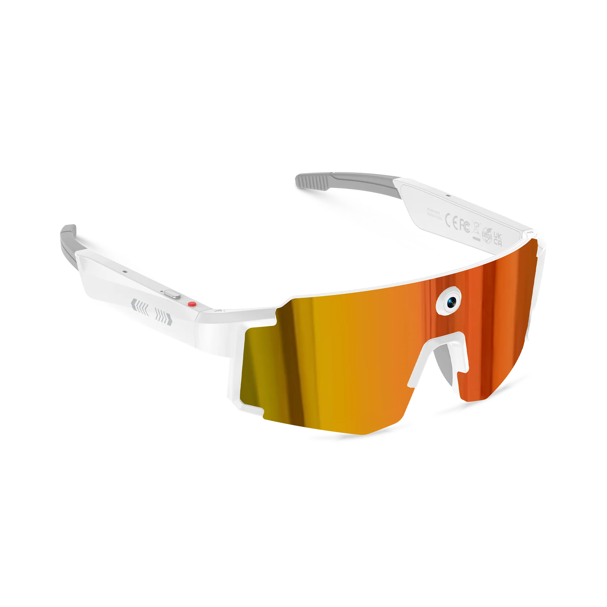 Eydology Smart 05 White w Orange Mirror Lens AI Smart Glasses 2