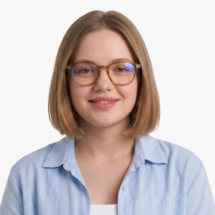 Eydology Troy Brown Glasses -Female Model